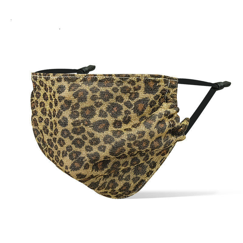 Non-woven sequined leopard mask