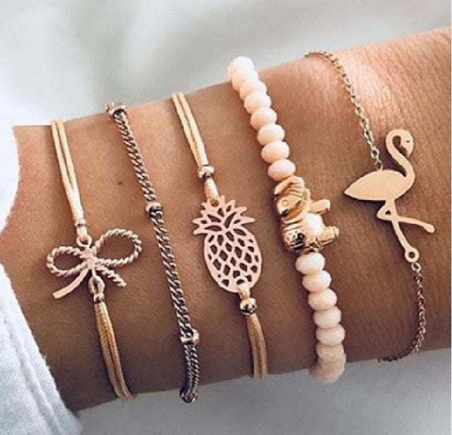 New Bohemian Black Rope Chain Bracelet Set For Women