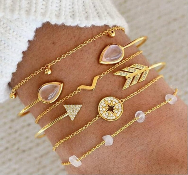 New Bohemian Black Rope Chain Bracelet Set For Women