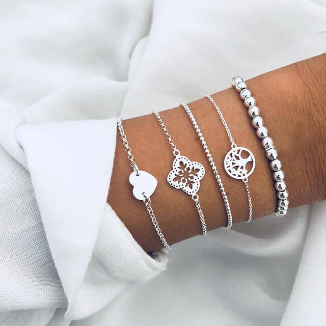 New Bohemian Black Rope Chain Bracelet Set For Women
