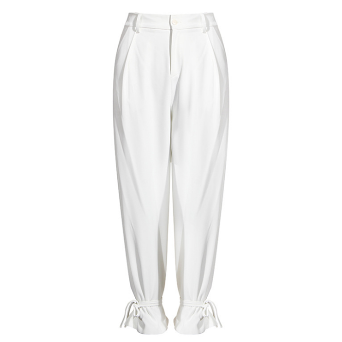 Blazer Pants Bandage White Blazer Coats High Waist Wide Leg Pants Vintage 2 Piece Set